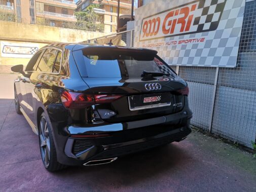 Audi A3 2.0 tfsi con rimappatura centralina elettronica, assetto con molle e ammortizzatori Bilstein + terminale Supersprint